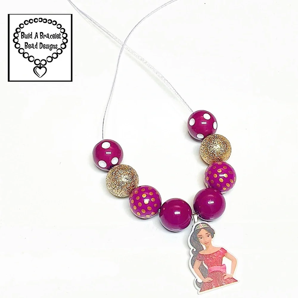 Handmade Disney Inspired Princess Elena Necklace Adjustable 12–20” Sparkle Cord
